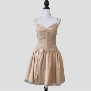 Vintage Jessica McClintock for Gunne sax Elegant Gold Satin Dress